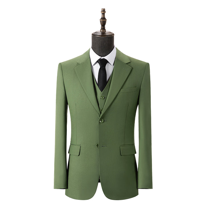 Bllmen Olive Green 3 Pieces Mens Suit Notch Lapel Tuxedos ST006
