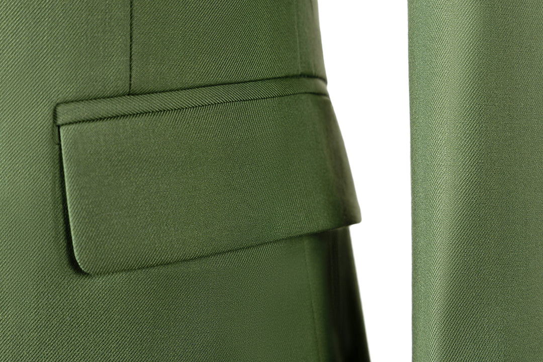 Bllmen Olive Green 3 Pieces Mens Suit Notch Lapel Tuxedos ST006