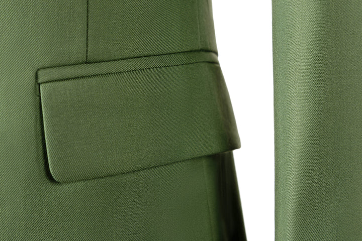 Bllmen Olive Green 3 Pieces Mens Suit Notch Lapel Tuxedos ST006