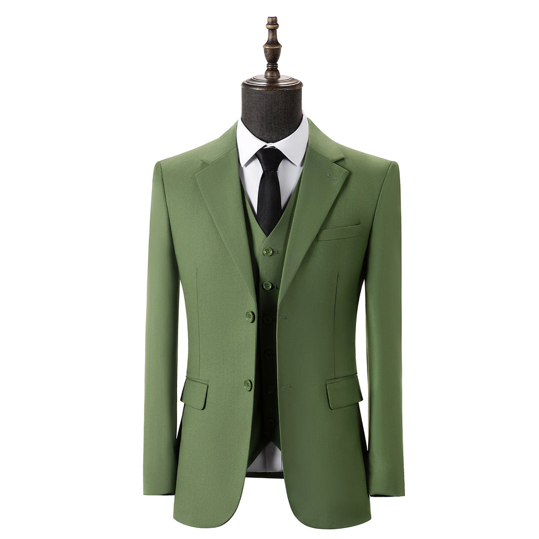 Bllmen Olive Green 3 Pieces Mens Suit Notch Lapel Tuxedos ST006