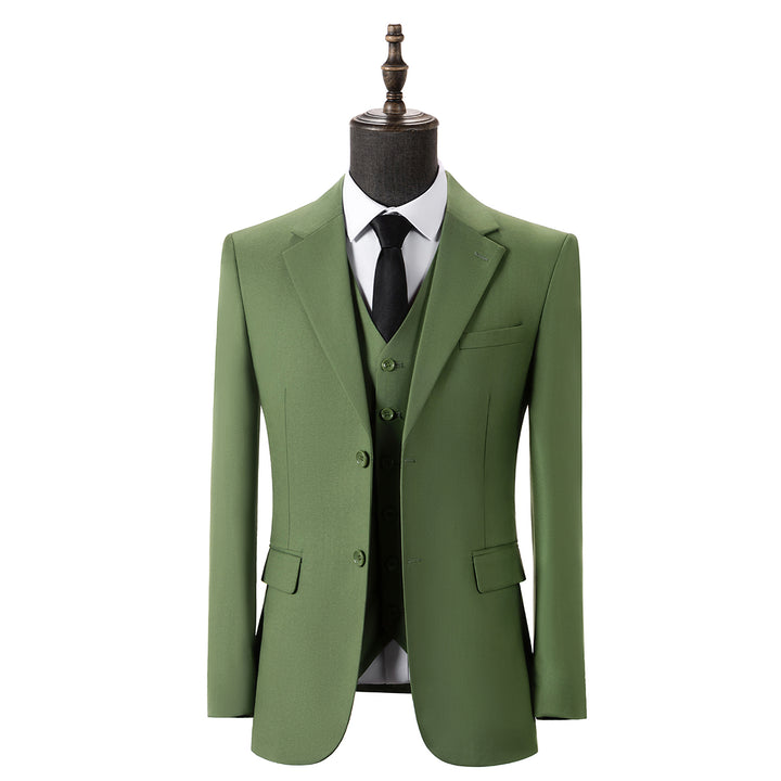 Bllmen Olive Green 3 Pieces Mens Suit Notch Lapel Tuxedos ST006