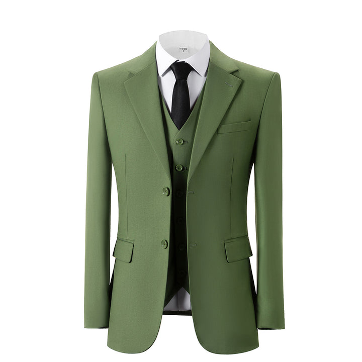 Bllmen Olive Green 3 Pieces Mens Suit Notch Lapel Tuxedos ST006