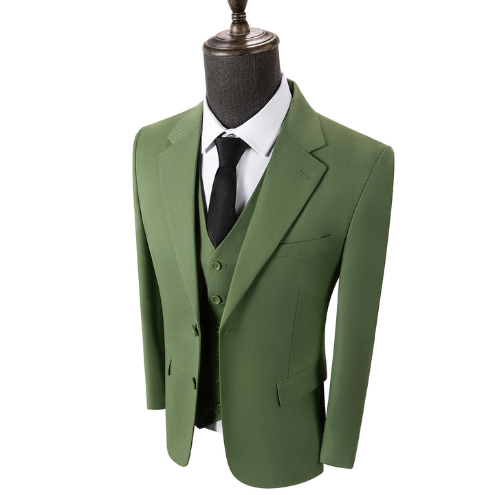 Bllmen Olive Green 3 Pieces Mens Suit Notch Lapel Tuxedos ST006