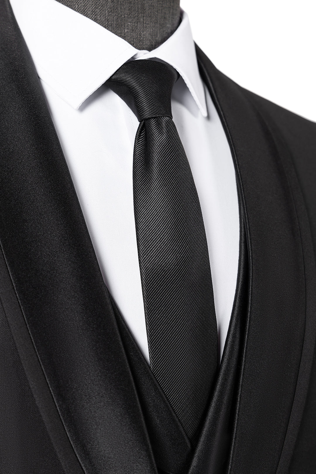 Bllmen Black 3 Pieces Mens Suit Shawl Lapel Tuxedos ST004