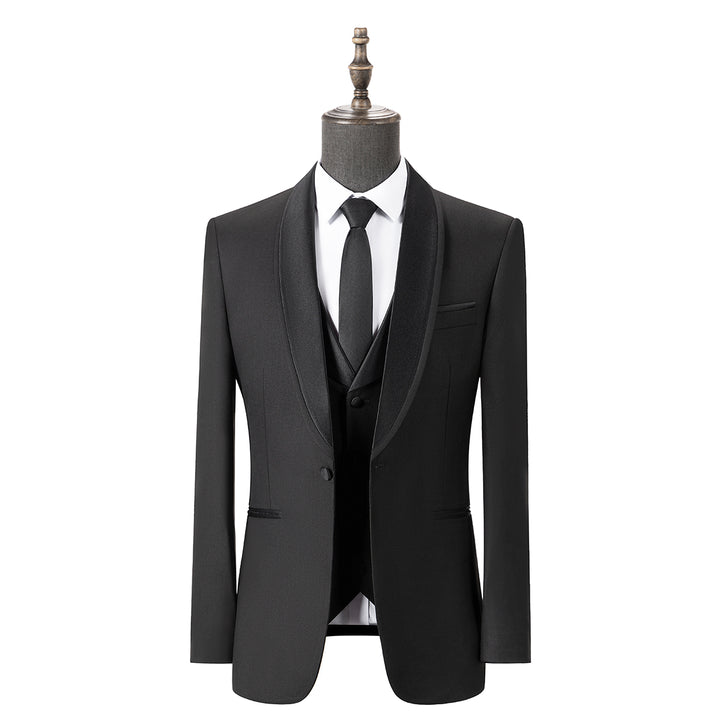 Bllmen Black 3 Pieces Mens Suit Shawl Lapel Tuxedos ST004