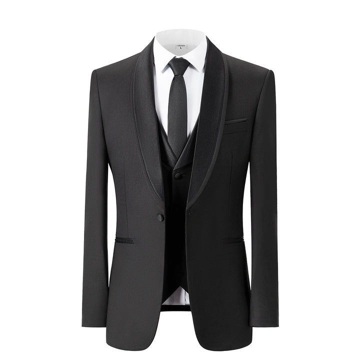 Bllmen Black 3 Pieces Mens Suit Shawl Lapel Tuxedos ST004