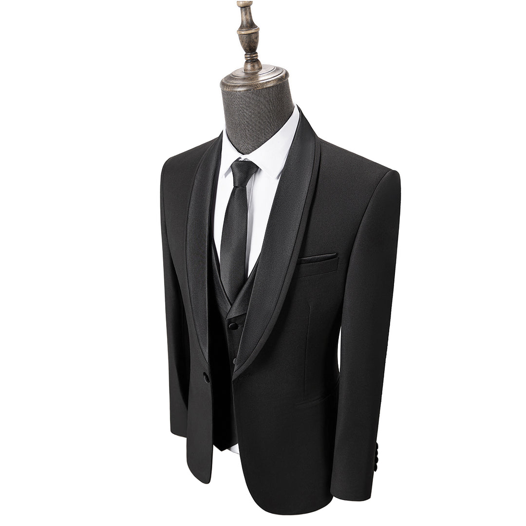 Bllmen Black 3 Pieces Mens Suit Shawl Lapel Tuxedos ST004