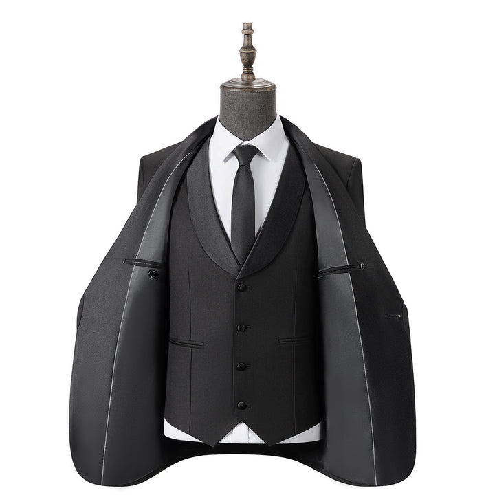 Bllmen Black 3 Pieces Mens Suit Shawl Lapel Tuxedos ST004