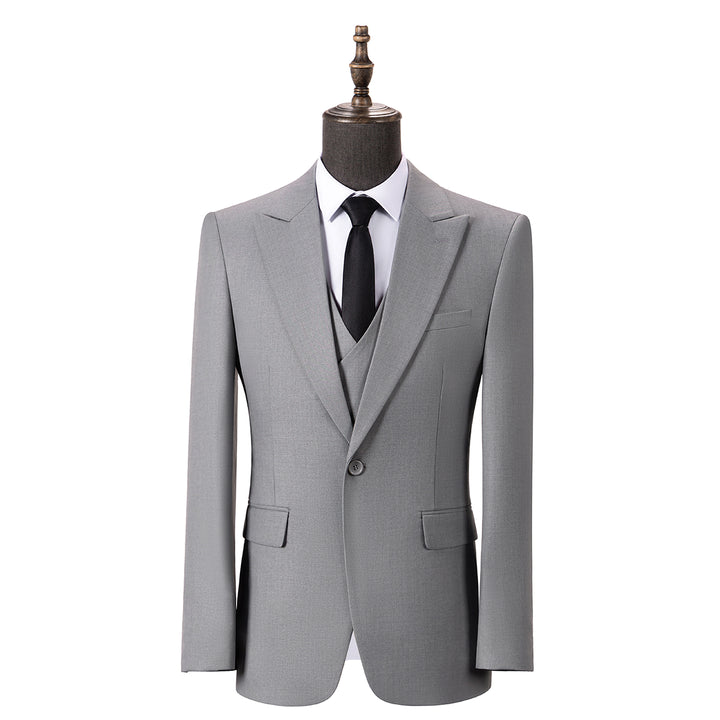 Bllmen Silver 3 Pieces Mens Suit Peak Lapel Tuxedos ST005