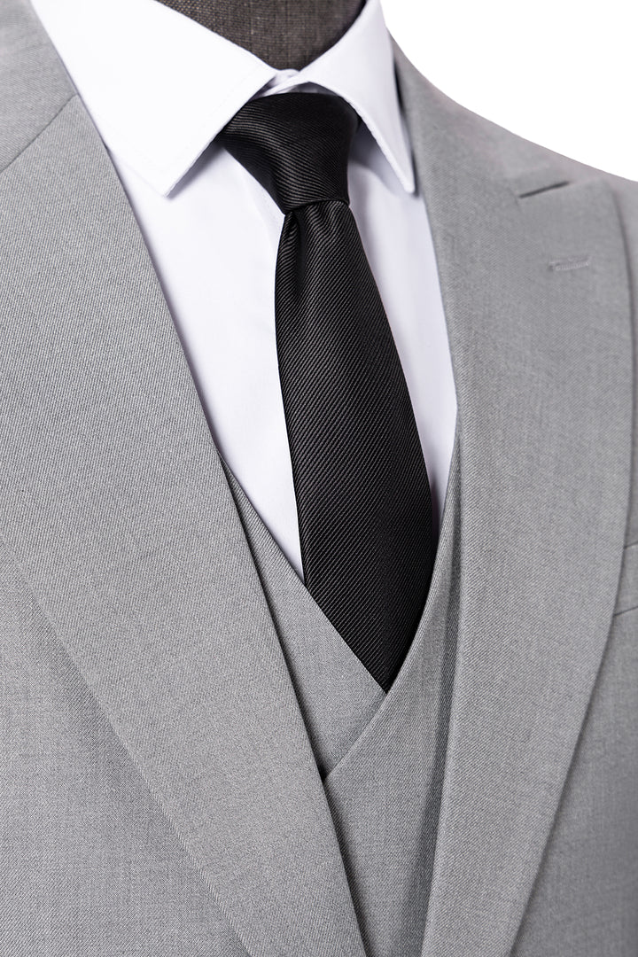 Bllmen Silver 3 Pieces Mens Suit Peak Lapel Tuxedos ST005