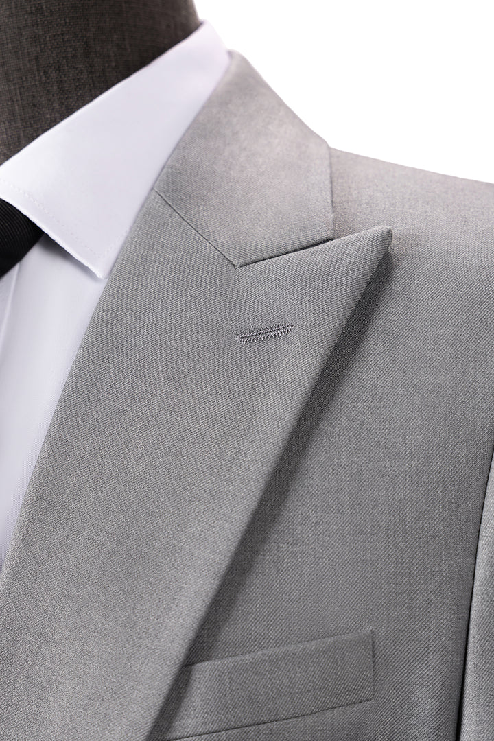 Bllmen Silver 3 Pieces Mens Suit Peak Lapel Tuxedos ST005