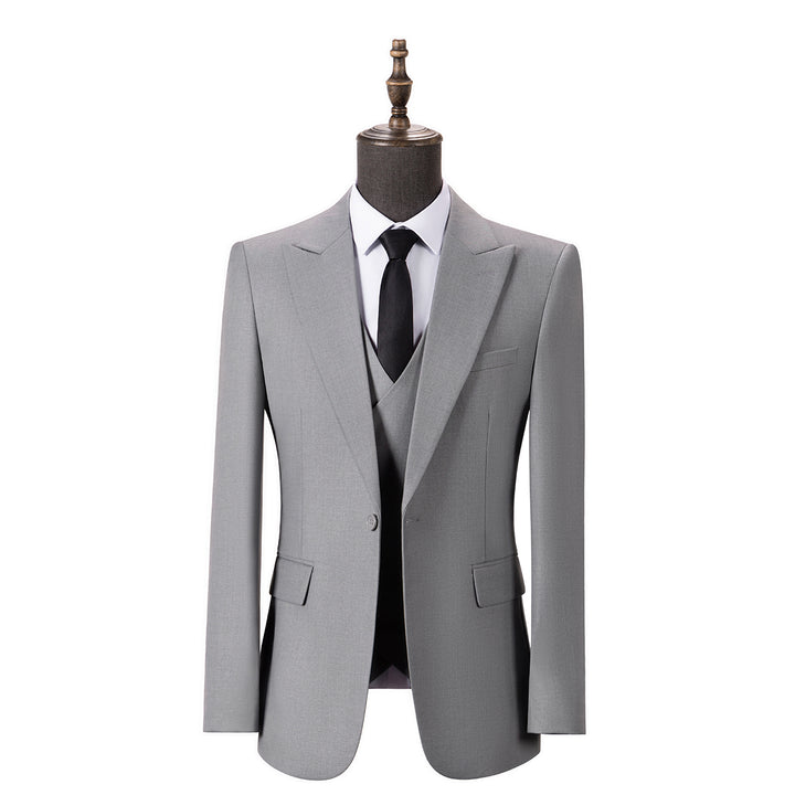 Bllmen Silver 3 Pieces Mens Suit Peak Lapel Tuxedos ST005