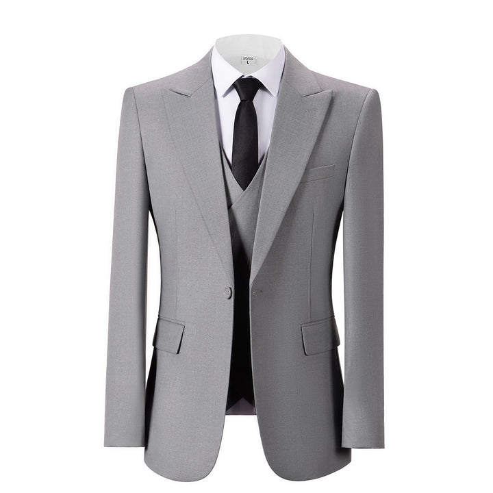 Bllmen Silver 3 Pieces Mens Suit Peak Lapel Tuxedos ST005