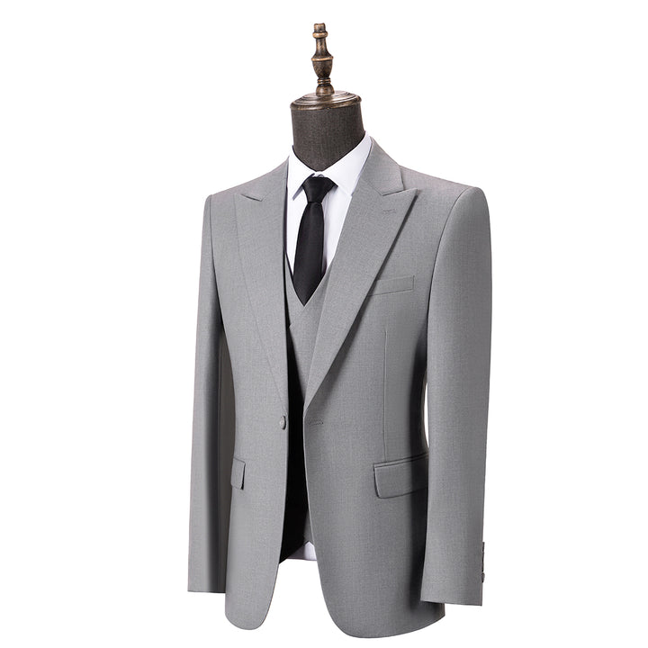 Bllmen Silver 3 Pieces Mens Suit Peak Lapel Tuxedos ST005