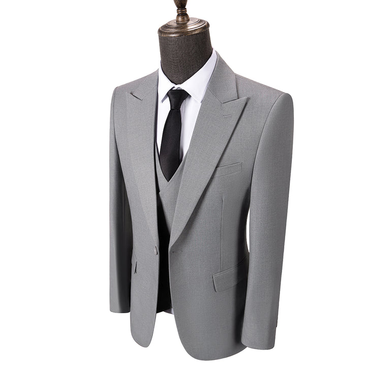 Bllmen Silver 3 Pieces Mens Suit Peak Lapel Tuxedos ST005