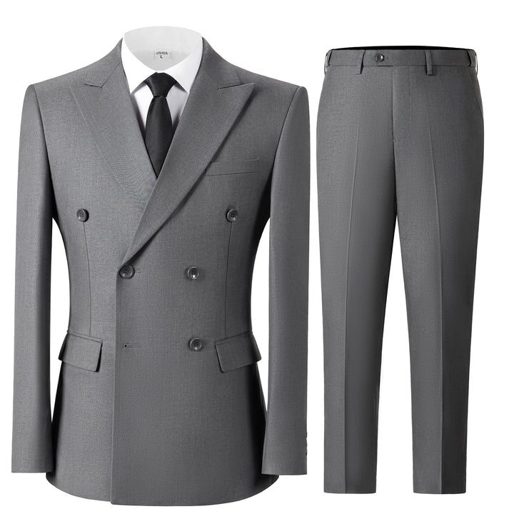 Bllmen Grey 2 Pieces Solid Peak Lapel Men's Suit ST002
