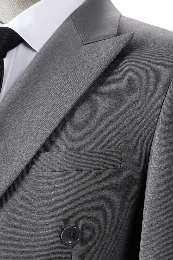 Bllmen Grey 2 Pieces Solid Peak Lapel Men's Suit ST002