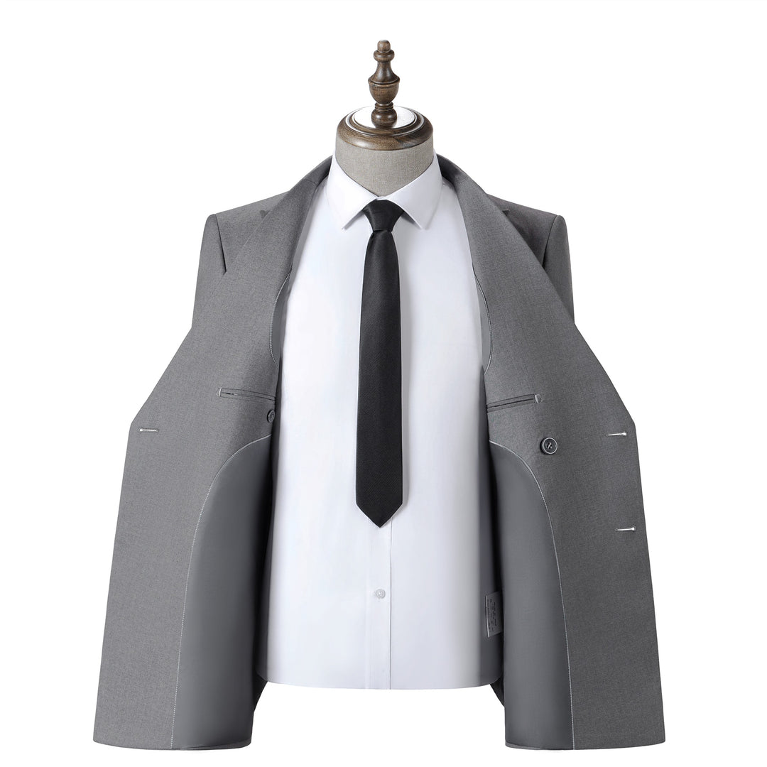 Bllmen Grey 2 Pieces Solid Peak Lapel Men's Suit ST002