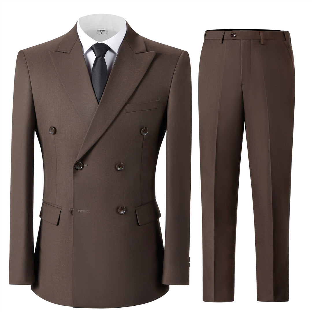 Bllmen Brown 2 Pieces Solid Peak Lapel Men's Suit ST002