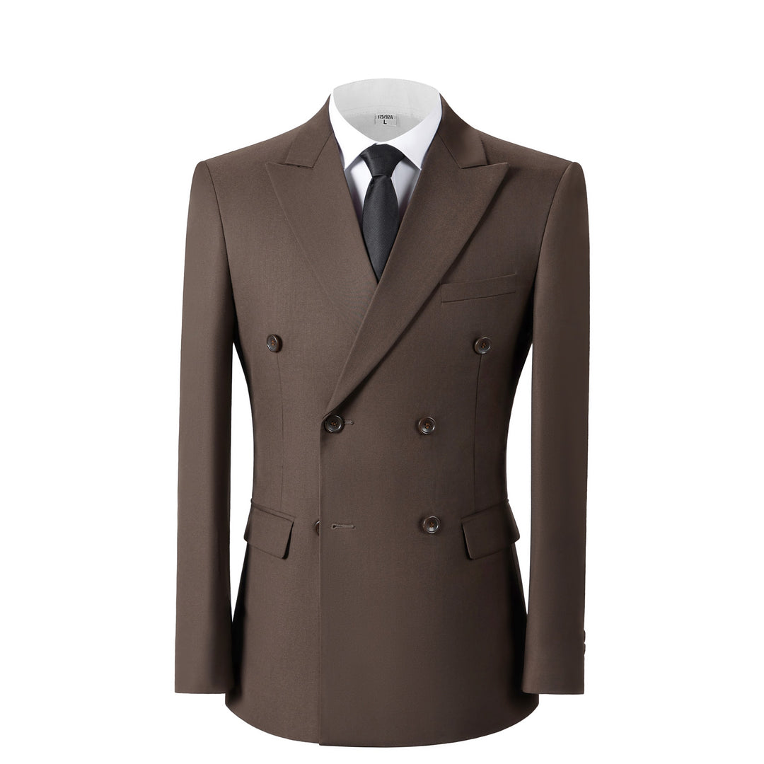 Bllmen Brown 2 Pieces Solid Peak Lapel Men's Suit ST002