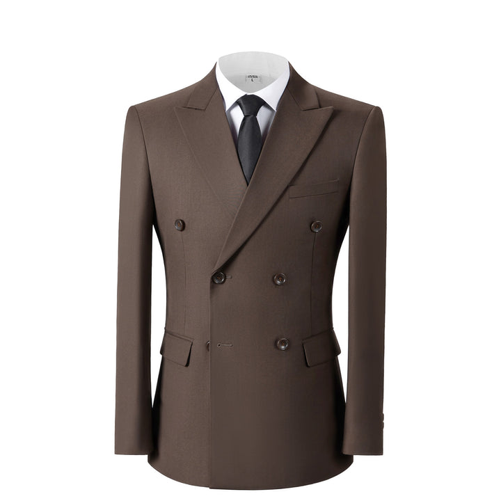 Bllmen Brown 2 Pieces Solid Peak Lapel Men's Suit ST002