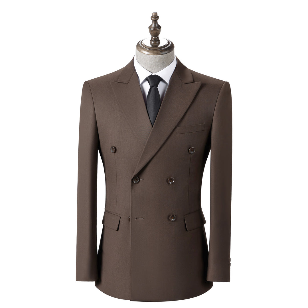 Bllmen Brown 2 Pieces Solid Peak Lapel Men's Suit ST002
