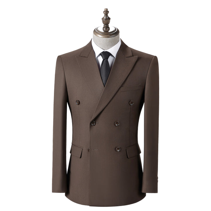 Bllmen Brown 2 Pieces Solid Peak Lapel Men's Suit ST002