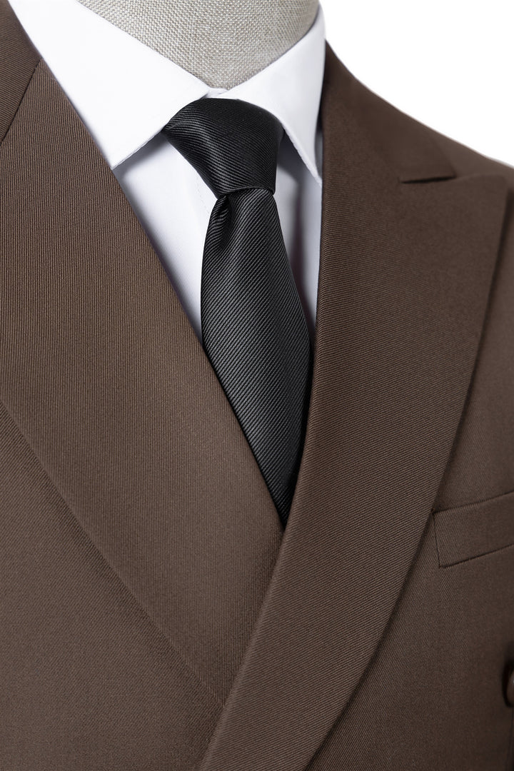 Bllmen Brown 2 Pieces Solid Peak Lapel Men's Suit ST002