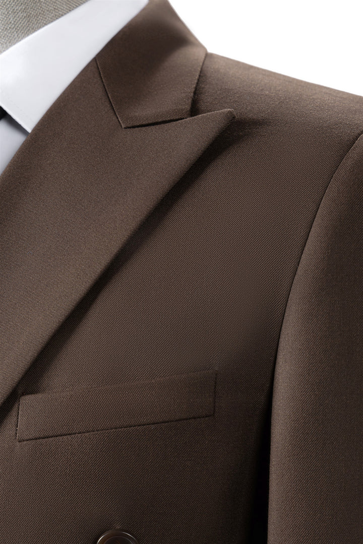 Bllmen Brown 2 Pieces Solid Peak Lapel Men's Suit ST002