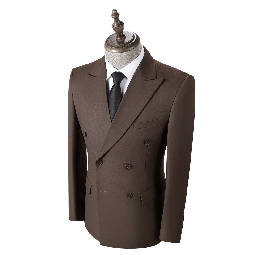 Bllmen Brown 2 Pieces Solid Peak Lapel Men's Suit ST002