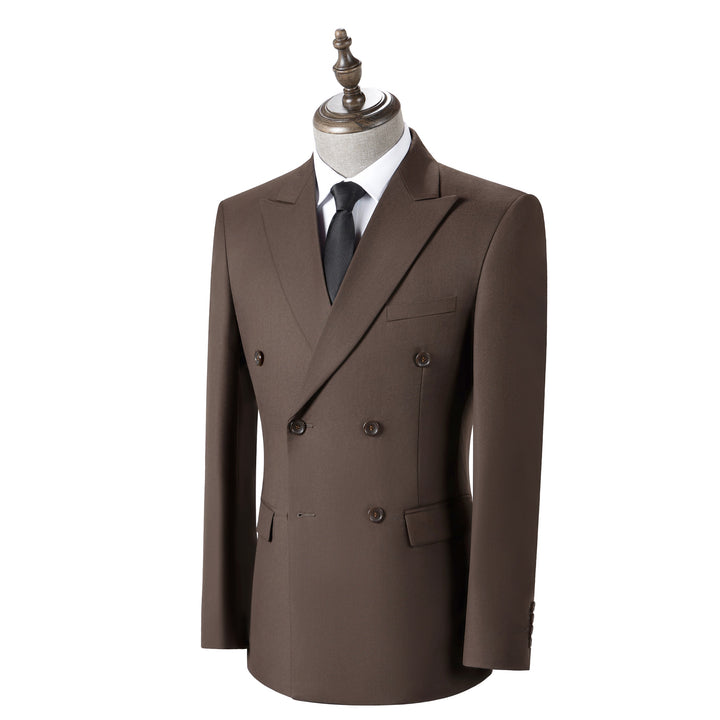 Bllmen Brown 2 Pieces Solid Peak Lapel Men's Suit ST002