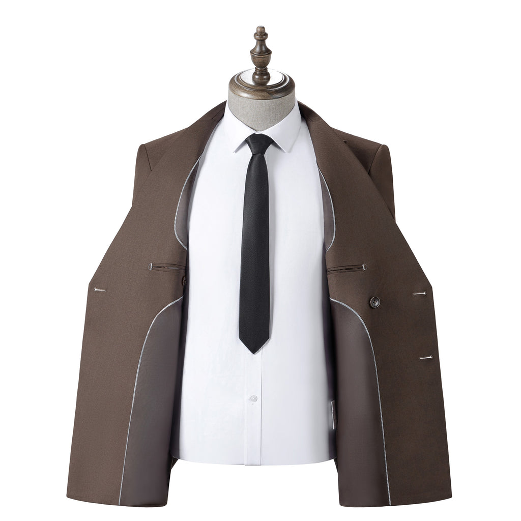 Bllmen Brown 2 Pieces Solid Peak Lapel Men's Suit ST002