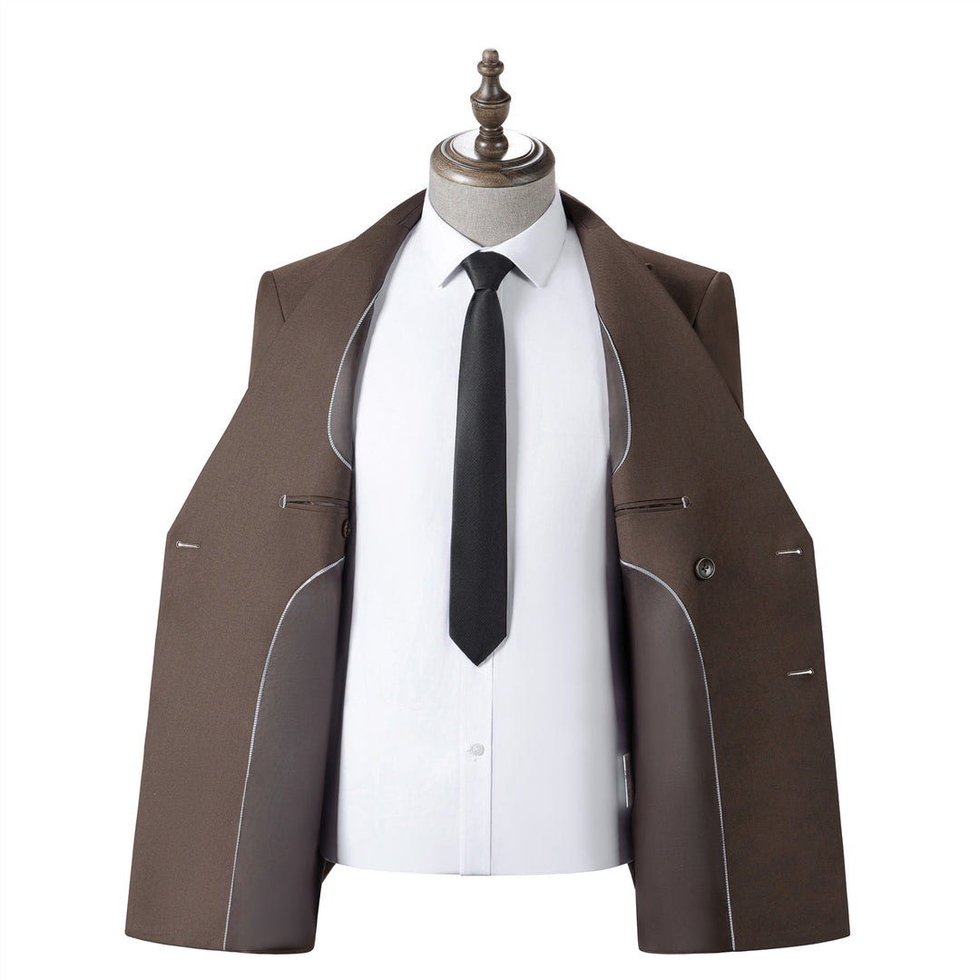 Bllmen Brown 2 Pieces Solid Peak Lapel Men's Suit ST002