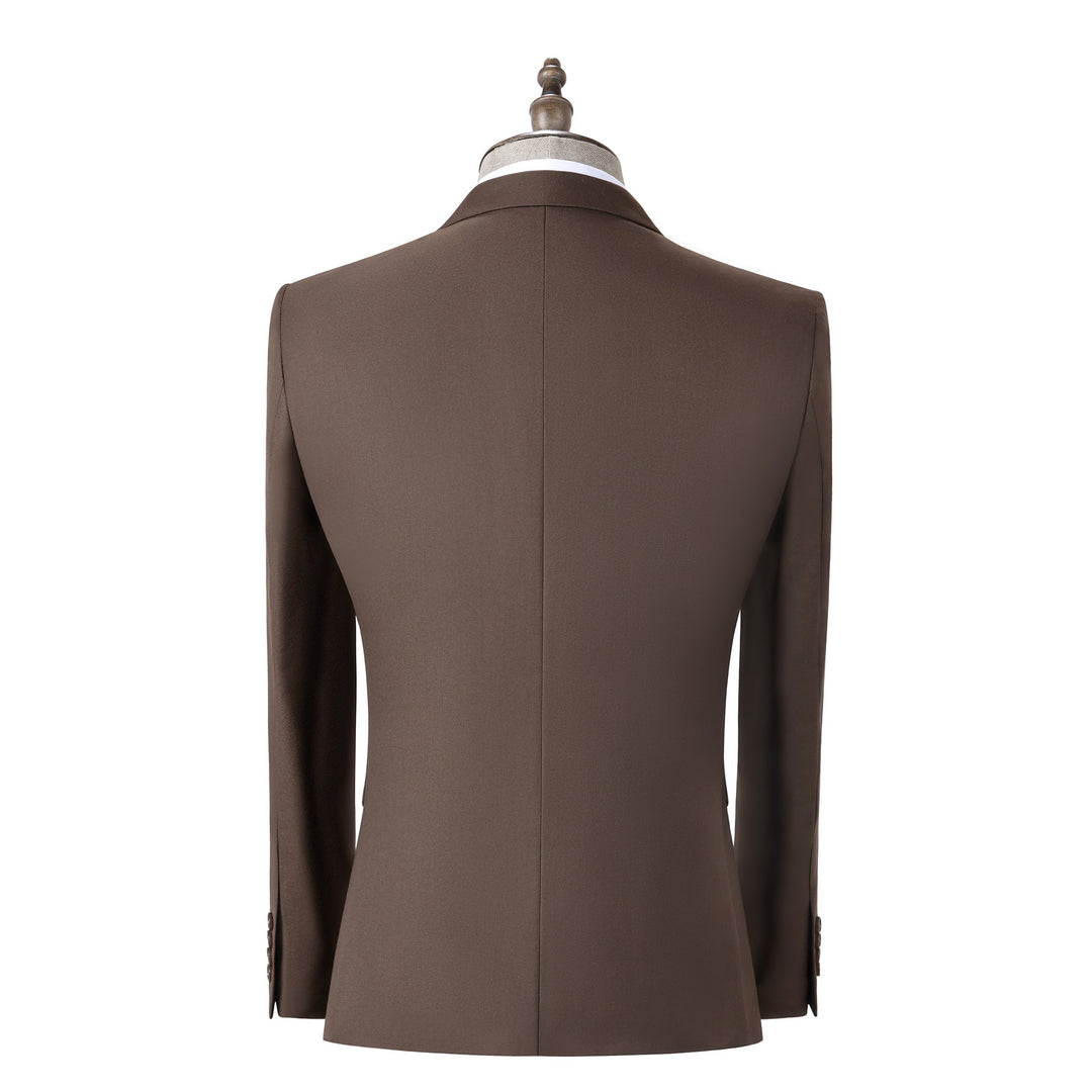 Bllmen Brown 2 Pieces Solid Peak Lapel Men's Suit ST002