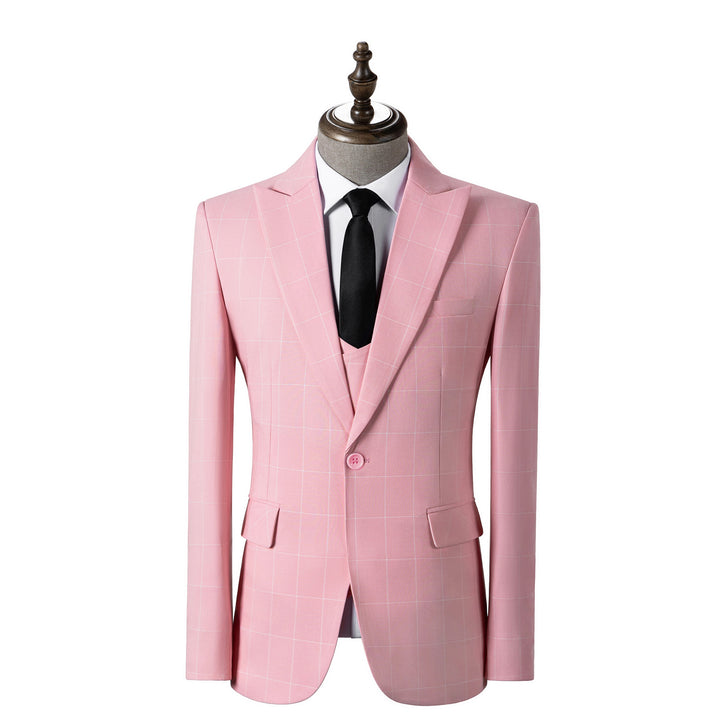 Bllmen Pink 3 Pieces Mens Suit Peak Lapel Tuxedos ST017