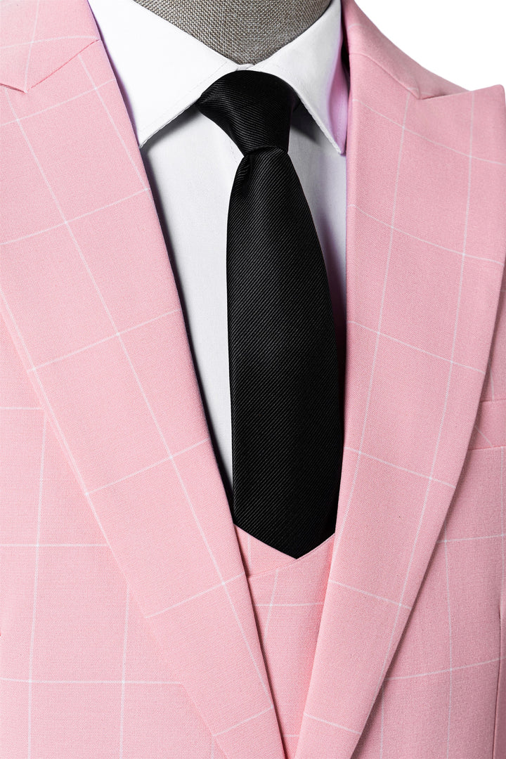 Bllmen Pink 3 Pieces Mens Suit Peak Lapel Tuxedos ST017