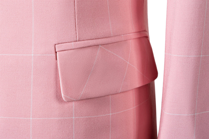 Bllmen Pink 3 Pieces Mens Suit Peak Lapel Tuxedos ST017