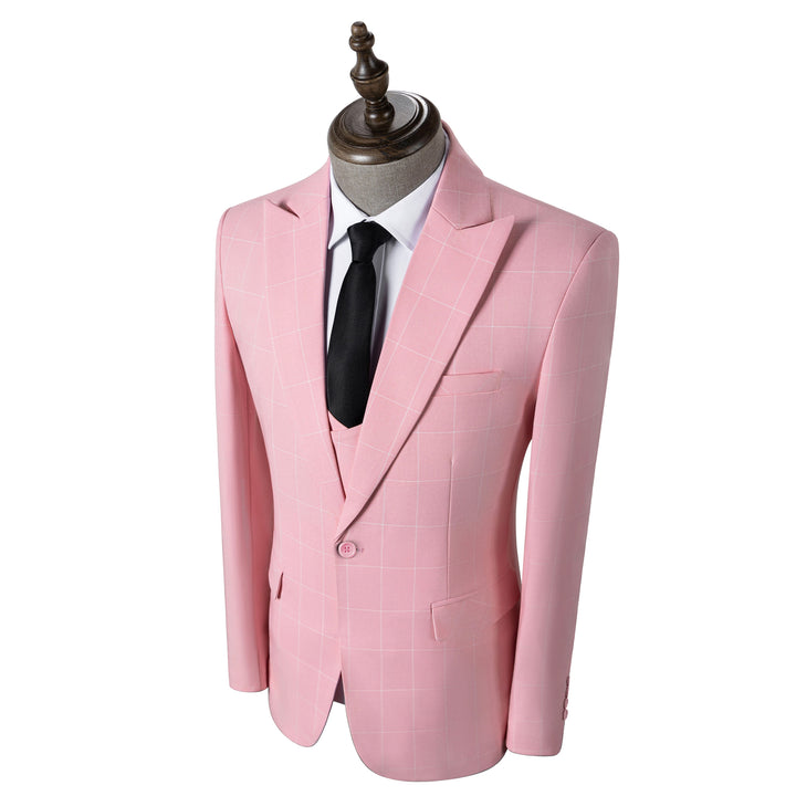 Bllmen Pink 3 Pieces Mens Suit Peak Lapel Tuxedos ST017