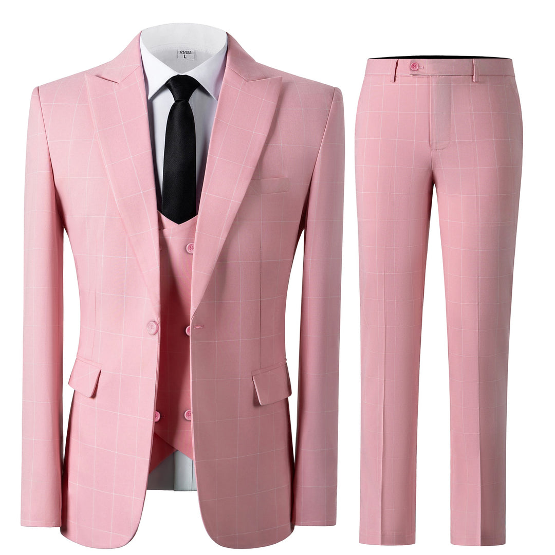 Bllmen Pink 3 Pieces Mens Suit Peak Lapel Tuxedos ST017