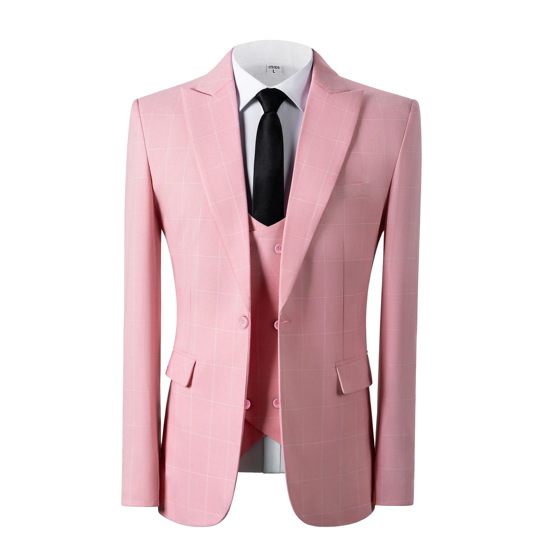 Bllmen Pink 3 Pieces Mens Suit Peak Lapel Tuxedos ST017