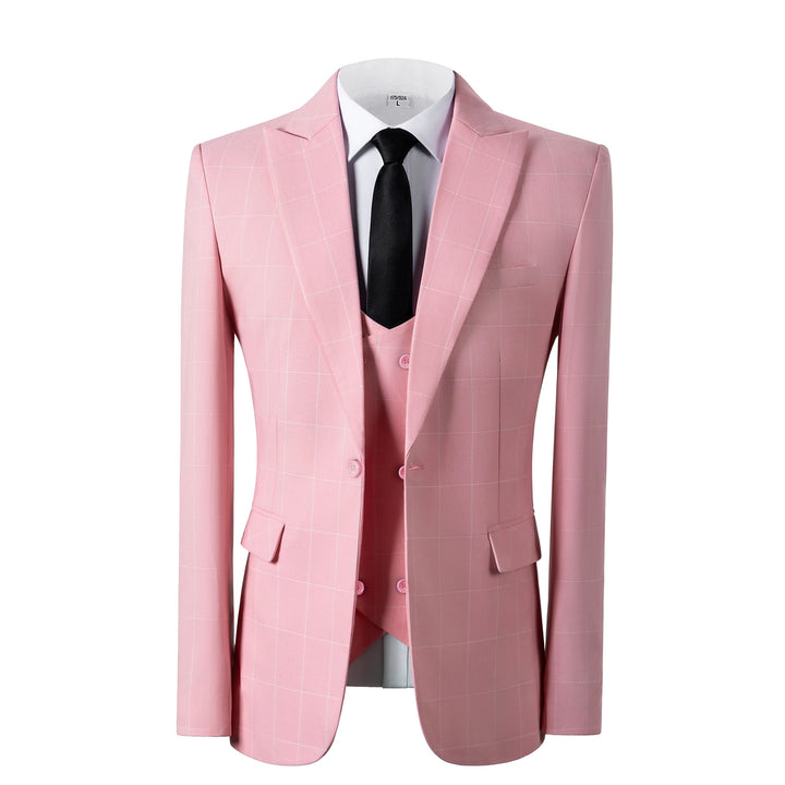 Bllmen Pink 3 Pieces Mens Suit Peak Lapel Tuxedos ST017