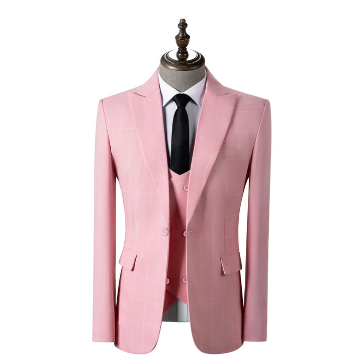Bllmen Pink 3 Pieces Mens Suit Peak Lapel Tuxedos ST017