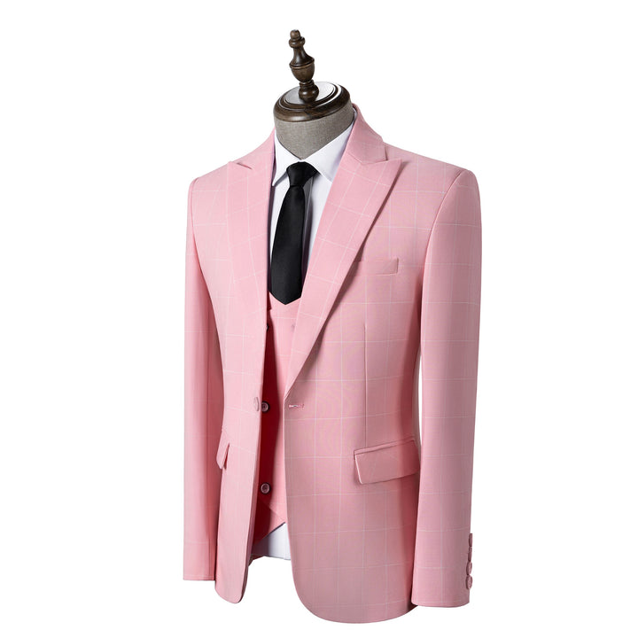Bllmen Pink 3 Pieces Mens Suit Peak Lapel Tuxedos ST017