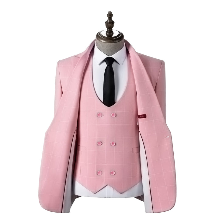 Bllmen Pink 3 Pieces Mens Suit Peak Lapel Tuxedos ST017