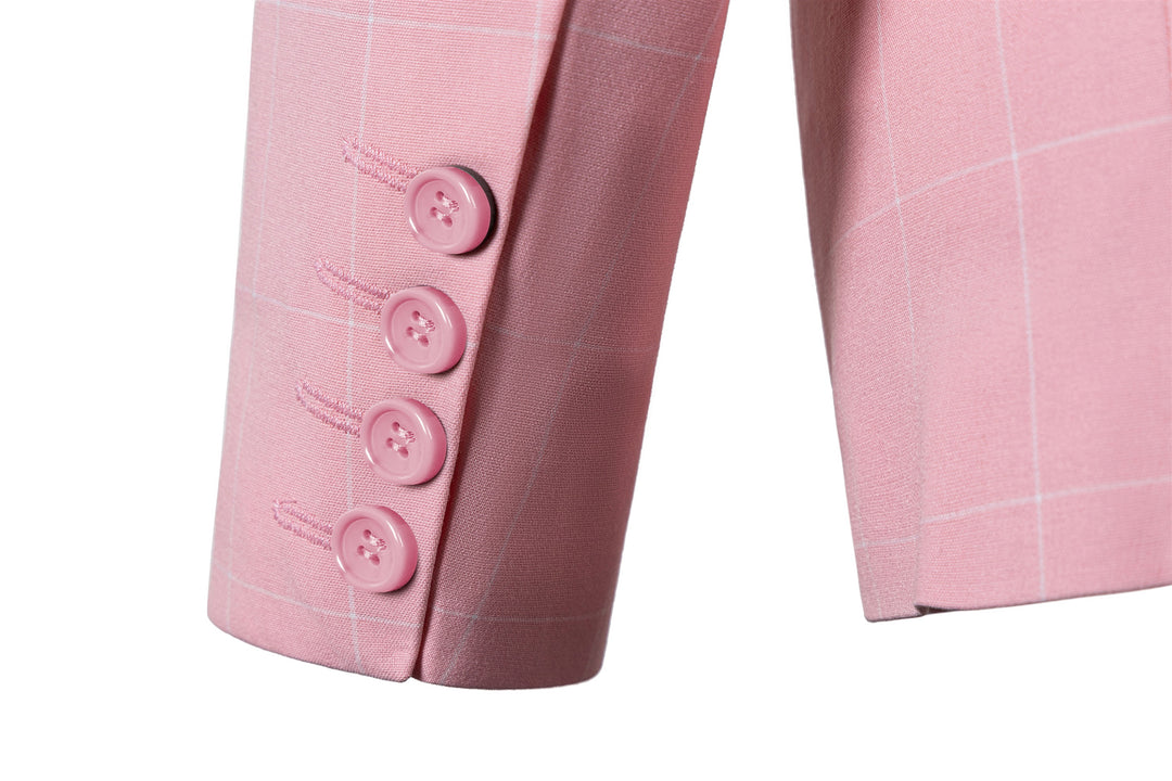 Bllmen Pink 3 Pieces Mens Suit Peak Lapel Tuxedos ST017