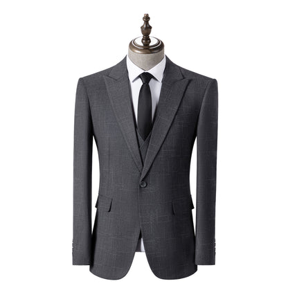 Bllmen Grey 3 Pieces Mens Suit Peak Lapel Tuxedos ST019