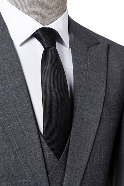 Bllmen Grey 3 Pieces Mens Suit Peak Lapel Tuxedos ST019