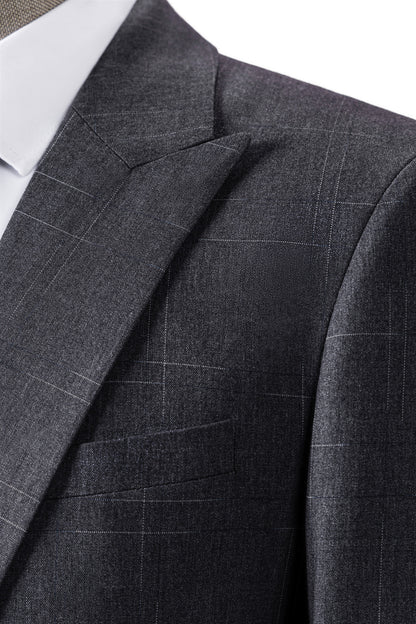 Bllmen Grey 3 Pieces Mens Suit Peak Lapel Tuxedos ST019