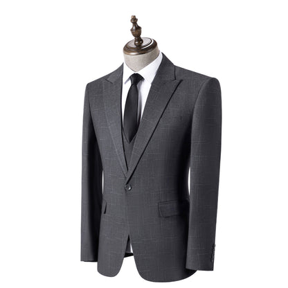 Bllmen Grey 3 Pieces Mens Suit Peak Lapel Tuxedos ST019