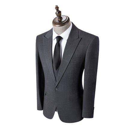Bllmen Grey 3 Pieces Mens Suit Peak Lapel Tuxedos ST019